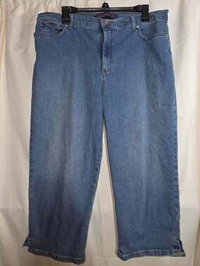 Gloria Vanderbilt Amanda capri Jeans Size 16 Blue Straight Leg Denim